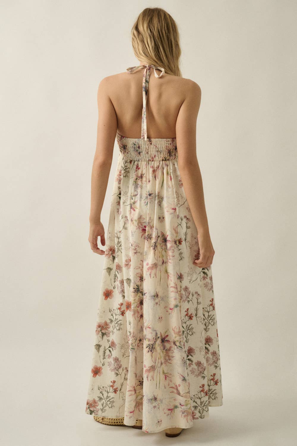 Floral Patchwork Halter Maxi Dress