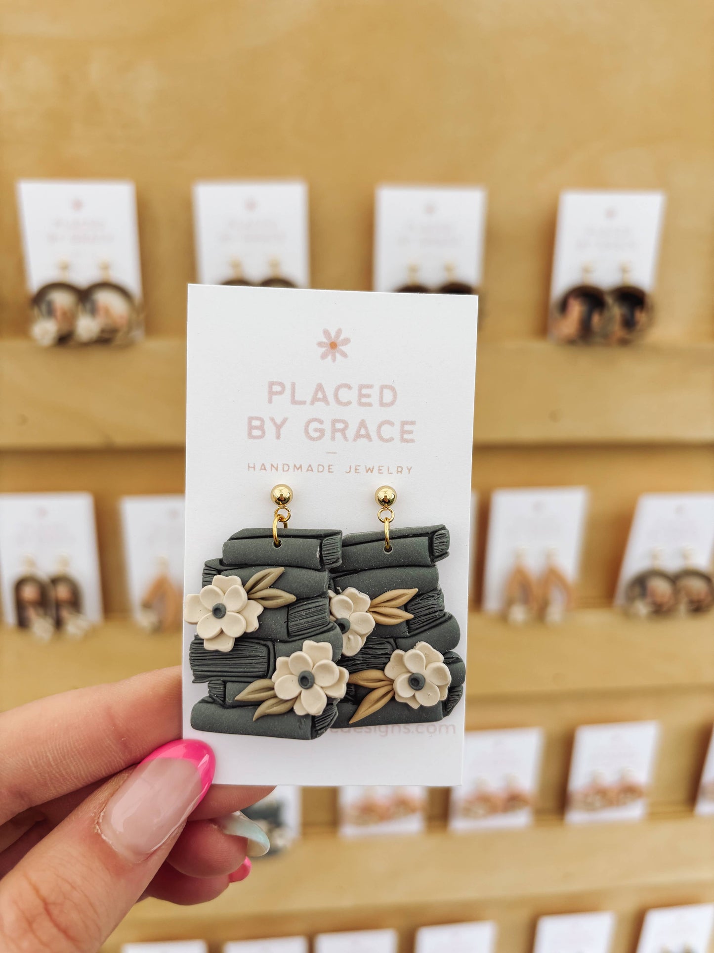 Floral Book Stack Earrings