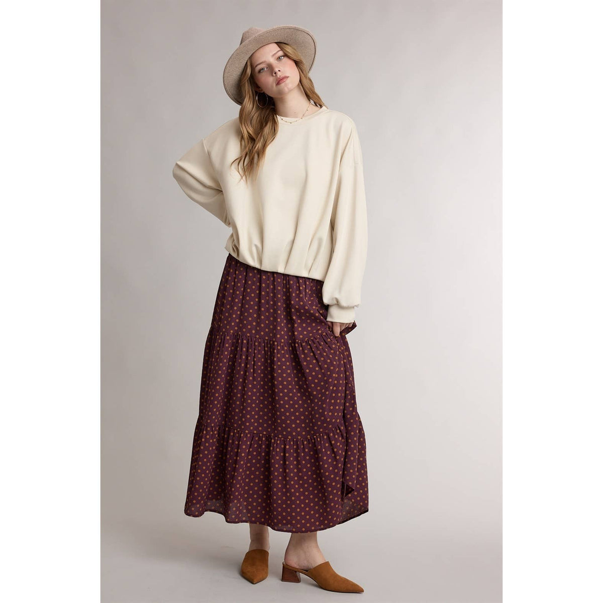 Poppy Dot Midi Skirt