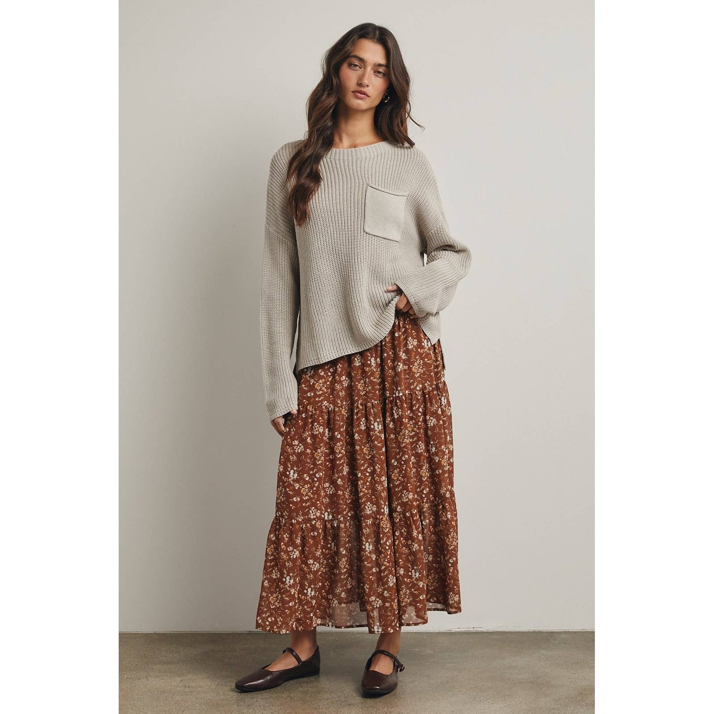 Floral Tiered Midi Skirt