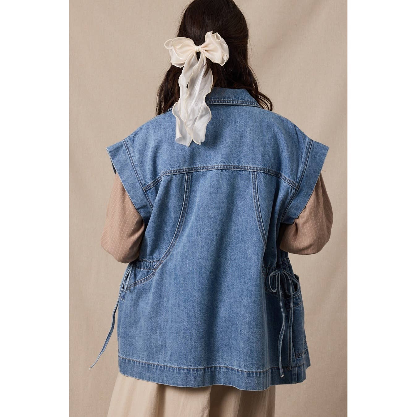 Adjustable Tie Cotton Denim Vest