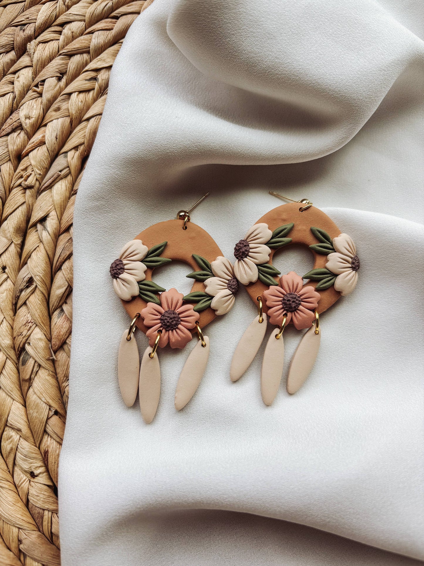 Mustard Autumn Floral Statement Earrings