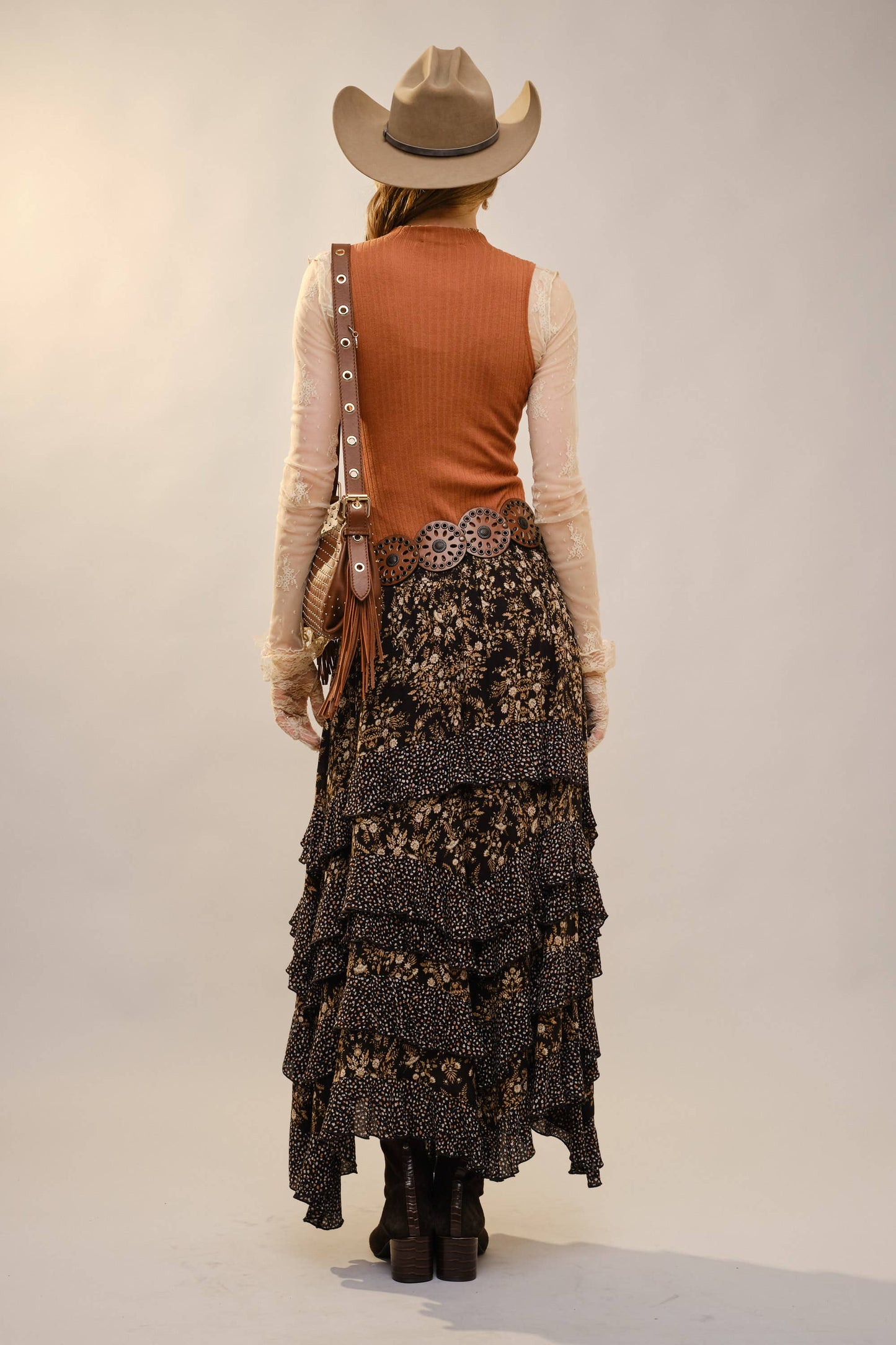 Twin Printed Ruffle Maxi Skirt