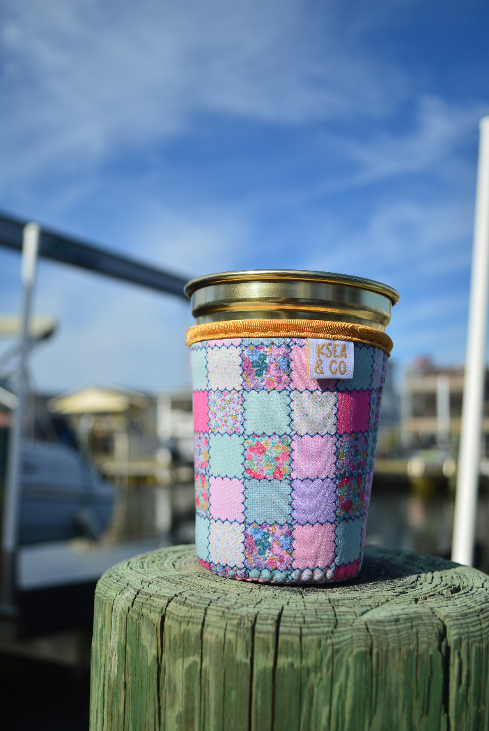 Vintage Patchwork Iced Coffee Drink Sleeve