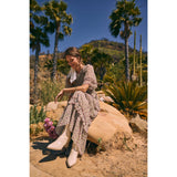 SMOCKED FLORAL CHIFFON MAXI DRESS