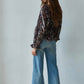Velvet Mesh Floral Square Neck Top