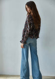 Velvet Mesh Floral Square Neck Top