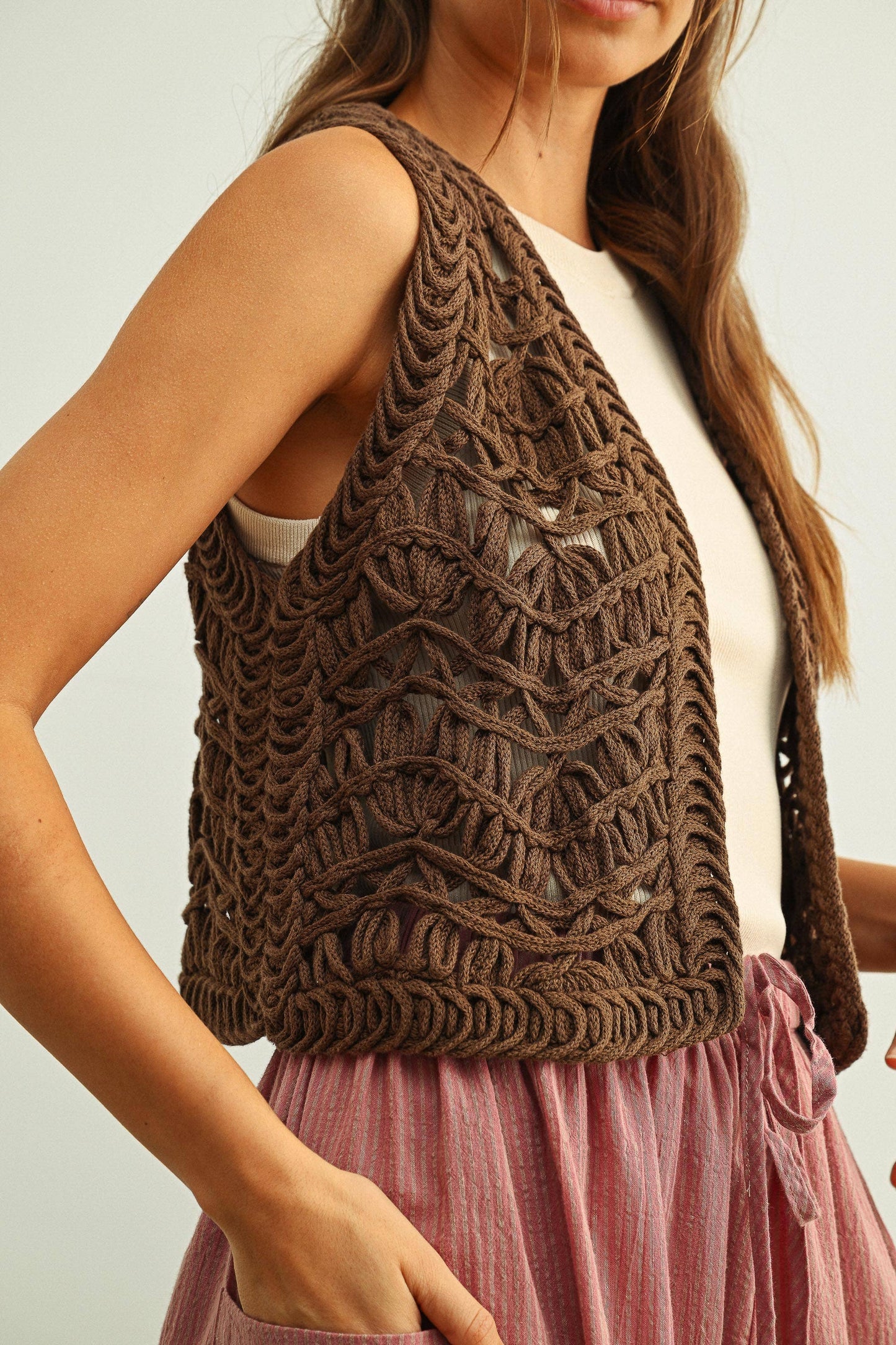 Chestnut Crochet Vest