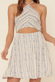 Floral Halter Neck Smock Bodice Mini Dress