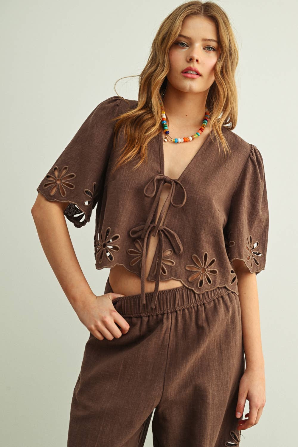 Cedar Tie Front Top