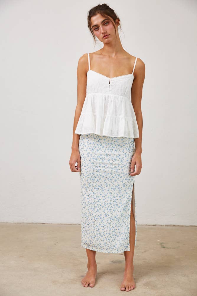 Eyelet Lace Trim Cami Top