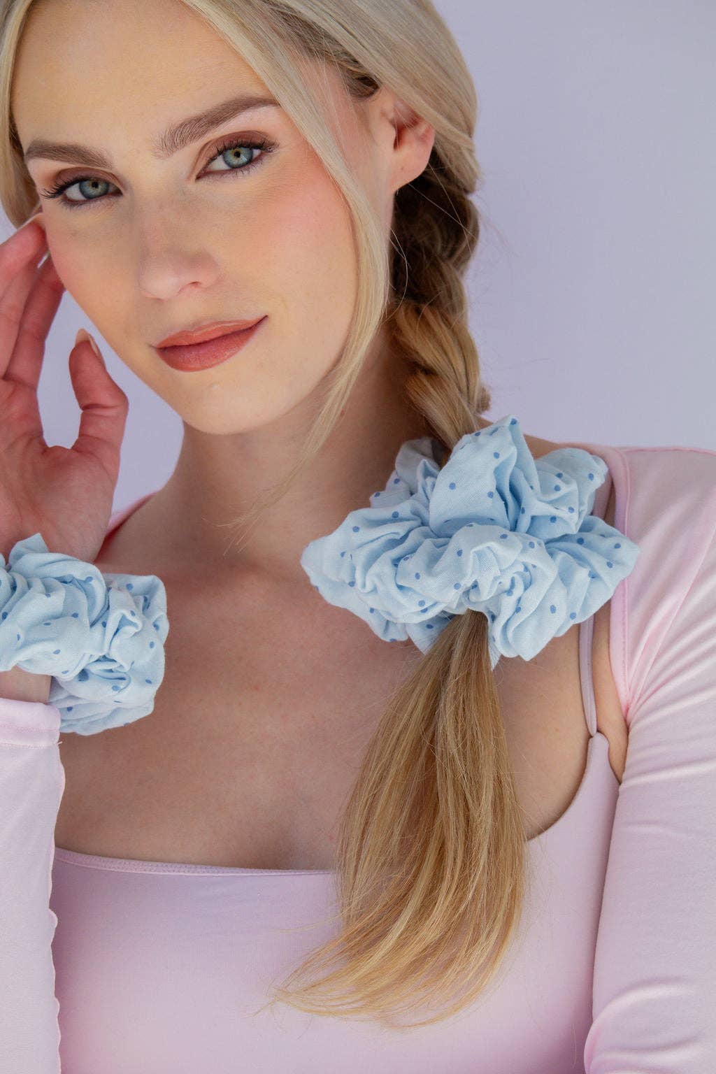 Blue Polka Dot Jumbo Scrunchie