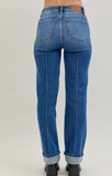 Judy Blue High Waisted Straight Cuffed Denim