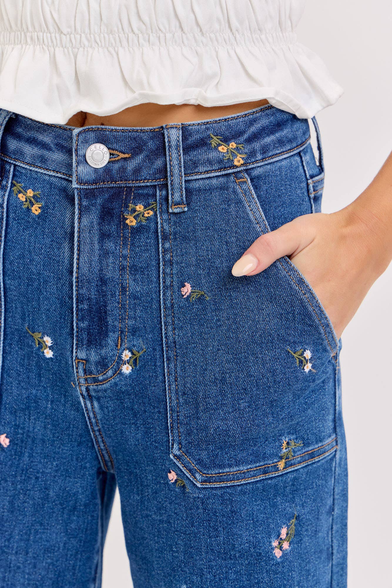 Midnight Bloom Wide Leg Jeans
