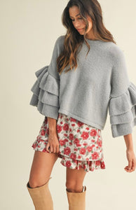 Ruffle Sleeve Sweater Top