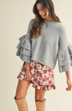 Ruffle Sleeve Sweater Top