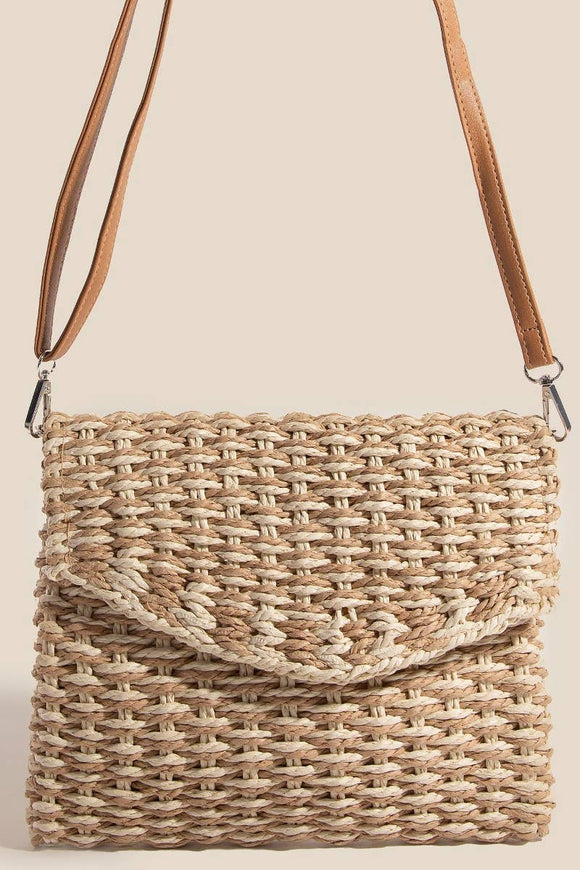 Two Tone Braided Envelope Clutch Bag