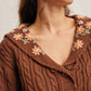 Cable Knit Embroidered Collar Cardigan