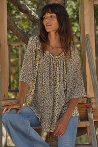 Chiffon Floral Print Tie Front Top
