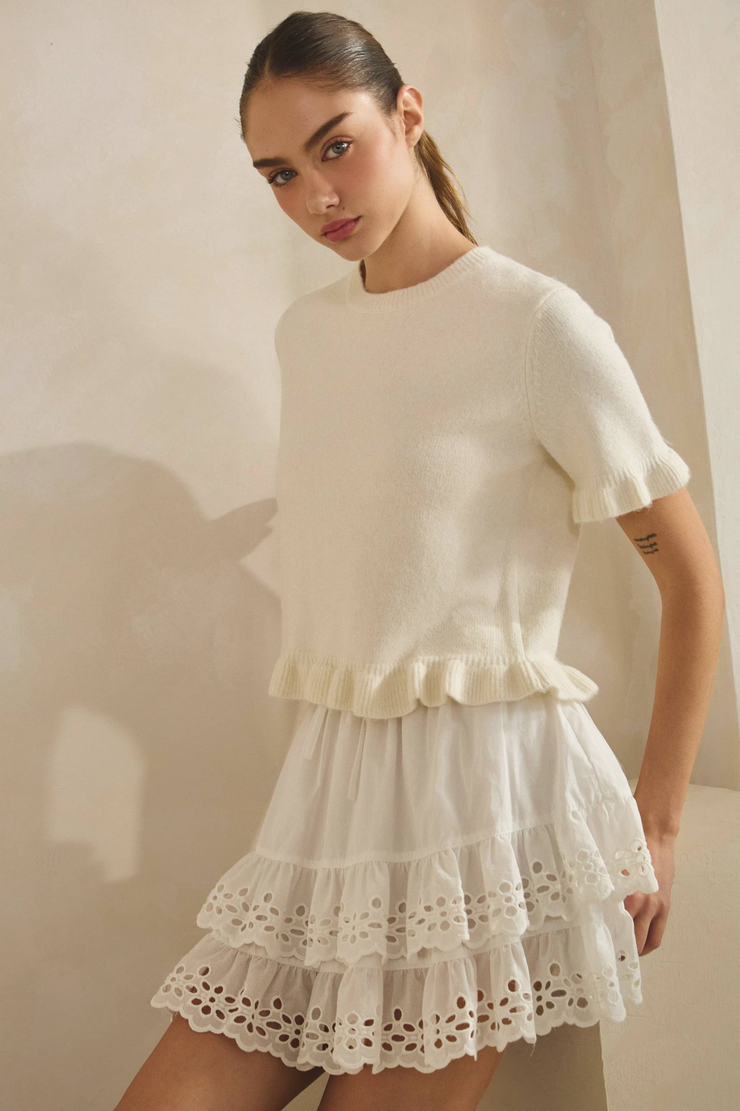 Ruffle Hem Knit Tee