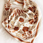 100% Silk Bandana Scarf - Desert Floral Western Earth Tones