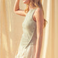 Sage Ribbed Button Detail Top