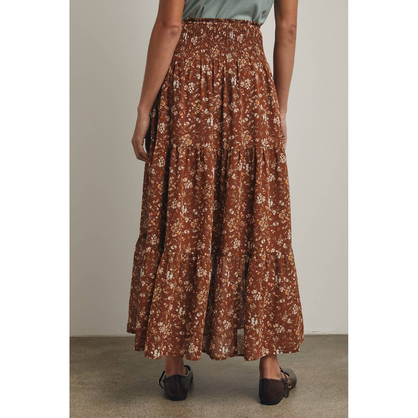 Floral Tiered Midi Skirt