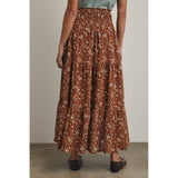 FLORAL TIERED MIDI SKIRT