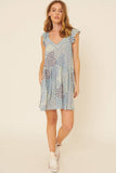 Floral Patch-Print V Neck Ruffle Mini Sundress