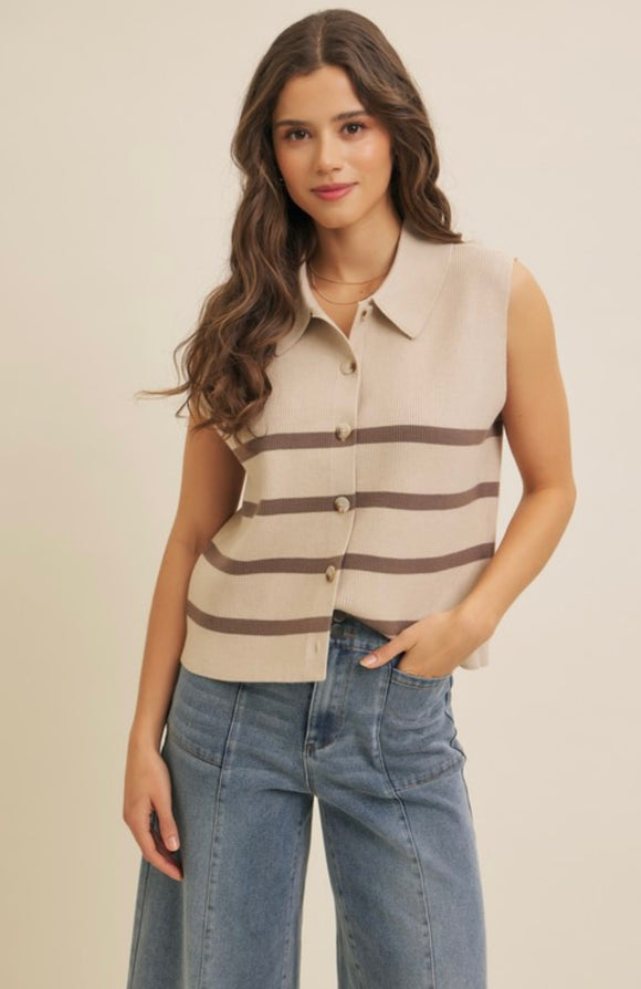 Soft Rib Button Down Sweater Vest