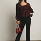 Pleated Lace Peplum Blouse
