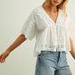 Coastal Eyelet Ruffle Blouse