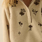 Floral-Embroidered Fleece Pullover