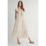 TIERED FLORAL MAXI DRESS WITH RUFFLED SLEEVES