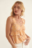 Floral Sweetheart Neck Tier Flare Peplum Top