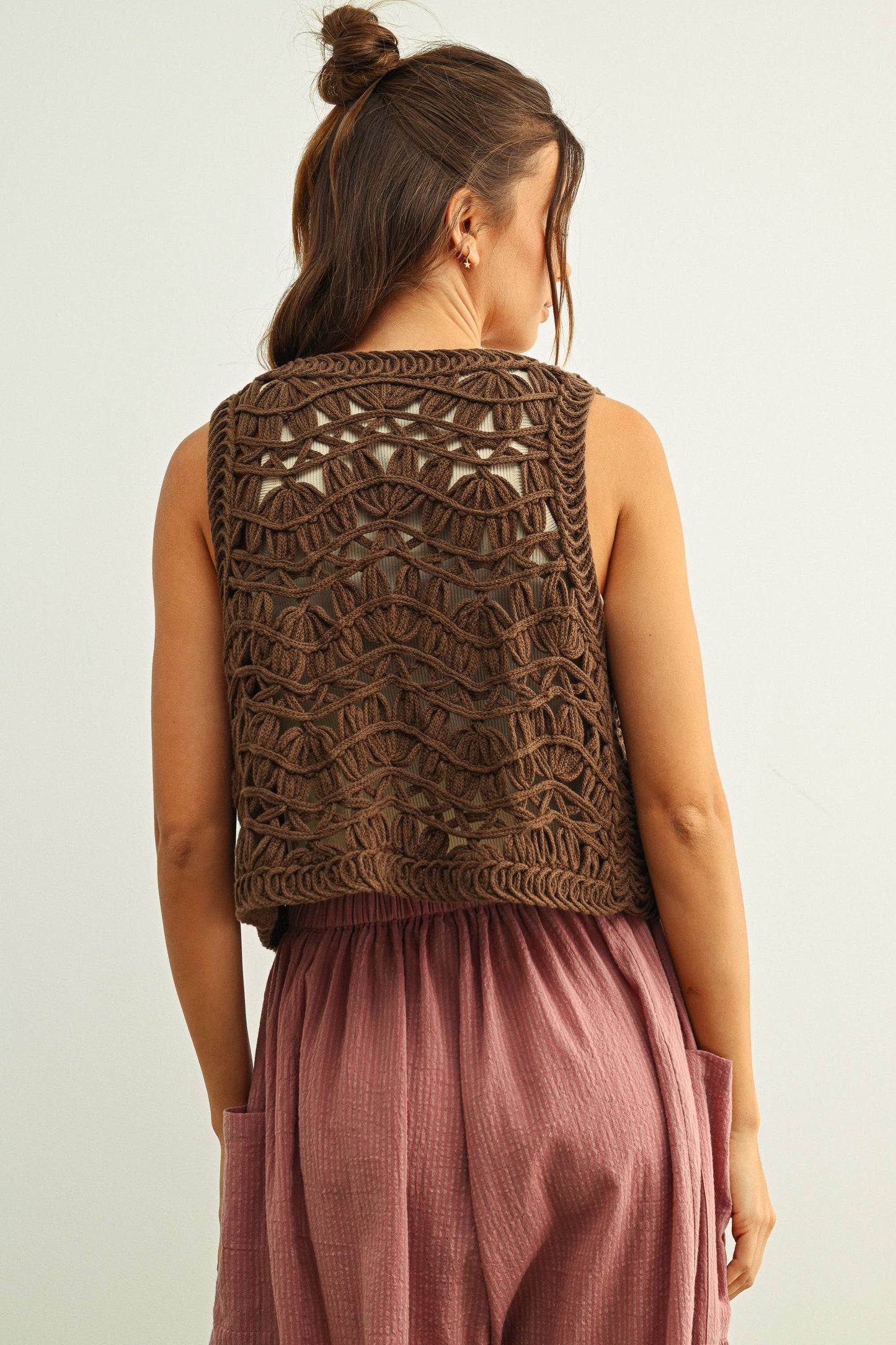 Chestnut Crochet Vest