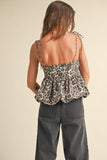 LEOPARD PRINT BALL0ON HEM TOP