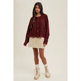 BRUSHED BUTTON-UP CARDIGAN