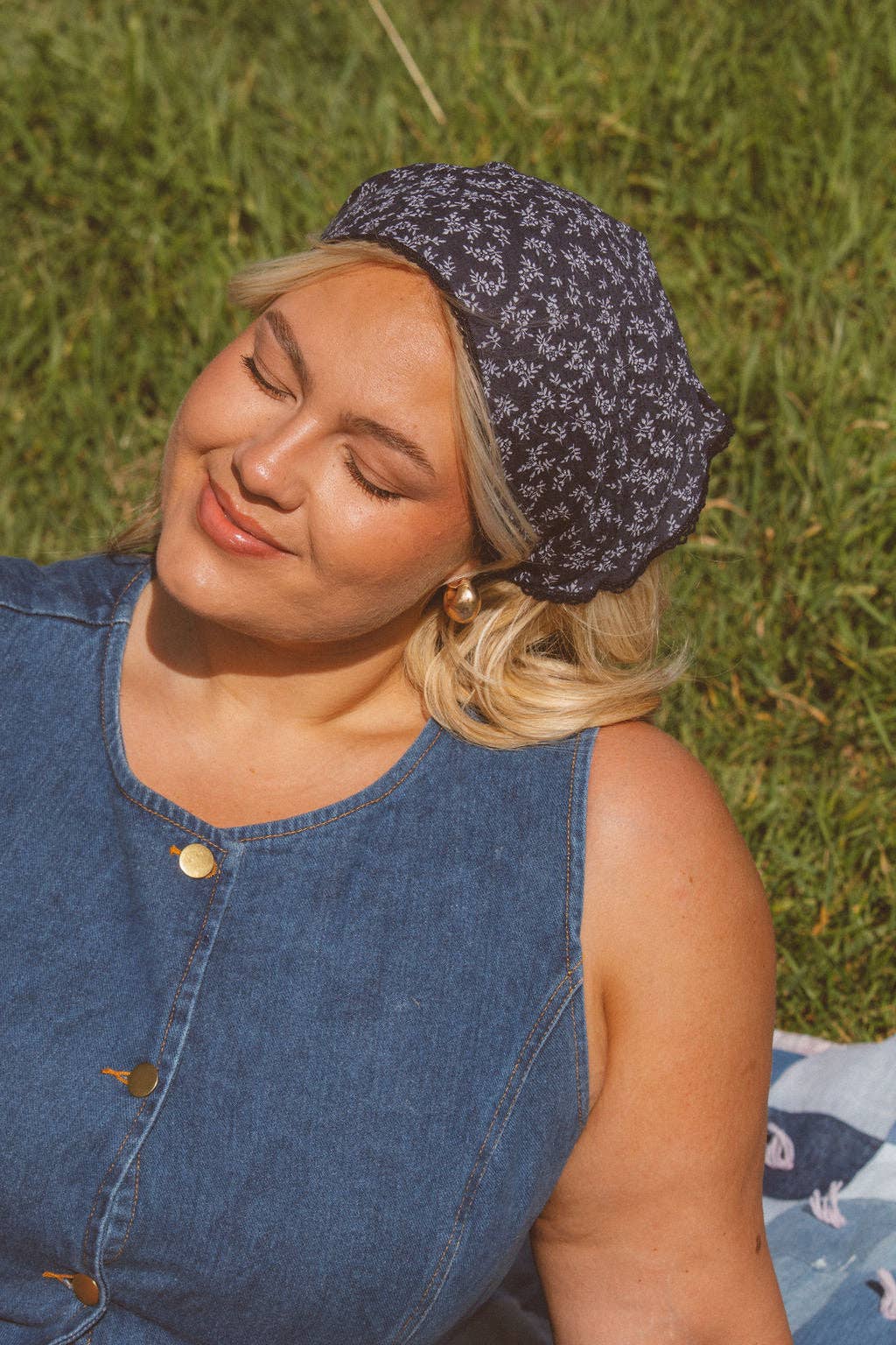 Navy Floral Bandana
