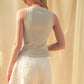 Sage Ribbed Button Detail Top