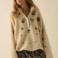 Floral-Embroidered Fleece Pullover