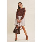BACK RIBBON TWOFER MINI SWEATER DRESS