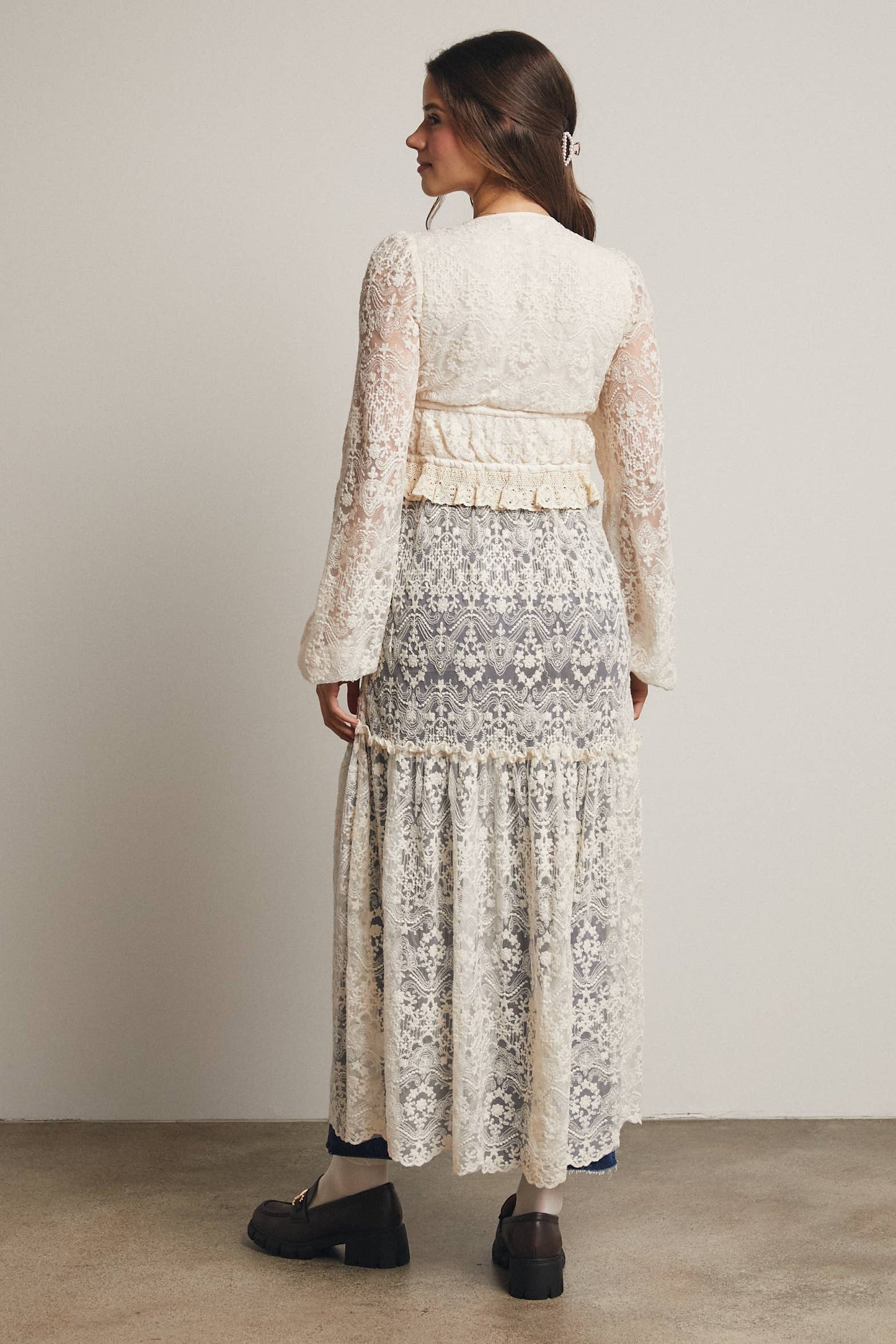 Lace Ruffle Maxi Duster