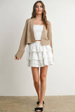 Wide Sleeve Textured Crop Cardigan Sweater