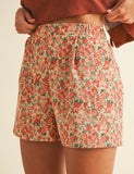 Rose Print Corduroy Shorts