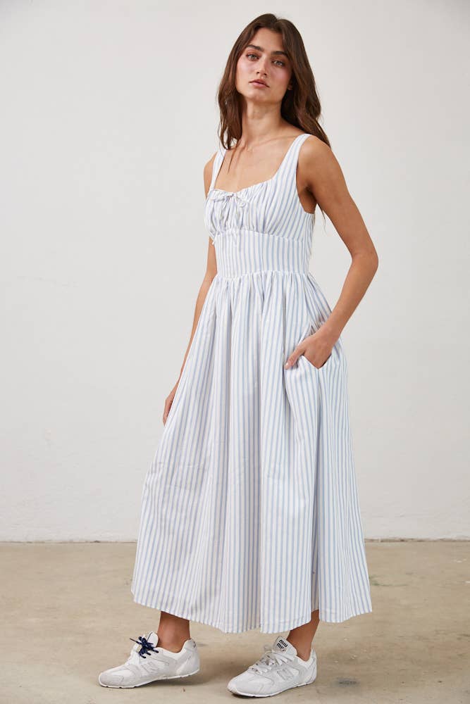 Stripe Textured Midi Dress