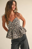 LEOPARD PRINT BALL0ON HEM TOP