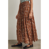 FLORAL TIERED MIDI SKIRT