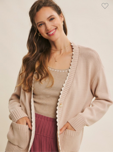 Oversized Cotton Blend Sweater Cardigan
