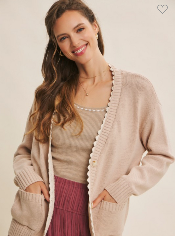 Oversized Cotton Blend Sweater Cardigan